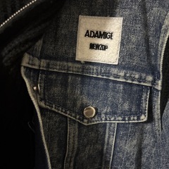 フード付ニット＆デニムジャケットの画像