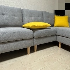 ソファ　オットマン　3人　2人　L字　コーナー　カウチ　グレー　背もたれ　埼玉の画像