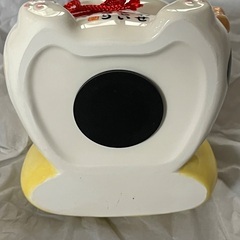 薬師窯　招き猫　袋持ち　鈴付き　貯金箱の画像