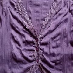 ETRE EN beaute 江戸紫 皴加工カーディガン レース 長袖 サイズLの画像
