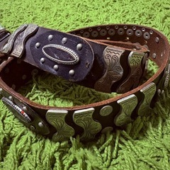 🐎味わい深く渋い存在感✨ヴィンテージウエスタンレザーベルト🤠男のこだわり一本！の画像