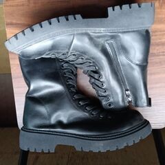 新品 25cm レディース ブーツ ブラック 厚底 シューズ ショートブーツ 識別番号:【B092-Z】の画像