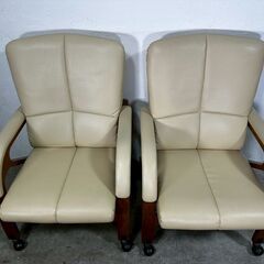 『FUJIFURNTURE』富士ファニチア リクライニングチェア ダイニングチェア 食卓チェア リビングチェア キャスター付き チェア 椅子 イス 2脚 RWcha113の画像