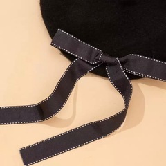 黒 ベレー帽 リボン付きの画像