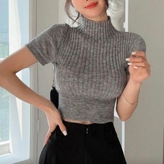 グレー 半袖 ニットの画像