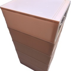 5段衣装ケース／チェスト収納 ピンク系の画像