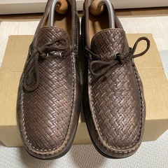 マドラス　ブラウン編み込みレザーモカシンの画像