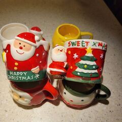 クリスマス、サンタクロース等デザートカップ6個の画像