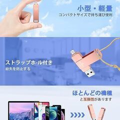 4in1USBメモリー512GB Phone対応 高速USB 3.0 スマホusbメモリーメ 外付けメモリ （ピンク）の画像