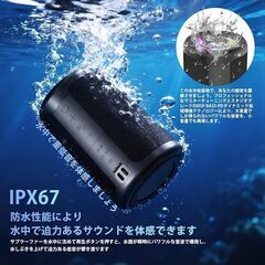 Bluetoothスピーカー【2025年新】HIFI音質 LEDライト付き IPX67防水 12時間連続再生 AUX対応 マイク内蔵・TWS機能・TFカード対応の画像
