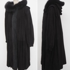 ★フード付きロングコート★ ★FOX染め＆レアデザイン★MADE IN ITALY★素敵★本毛皮★の画像