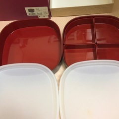 うさぎデザイン重箱 黒色 仕切り付きの画像