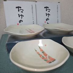 未使用　片岡鶴太郎　オリジナル　美濃焼　たけのこ　小皿　小鉢2個４枚セットの画像