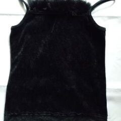 黒 ラビットファー付き ベロアキャミソール レース サイズ9ARの画像