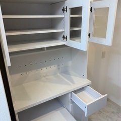 LOWYA [幅90] 食器棚 レンジ台 ハイタイプ コンセント付き 可動棚タイプ 選べる組合せキッチン収納セット  の画像