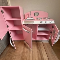 木製ピンクキッチンセット　直接引取or着払いの画像