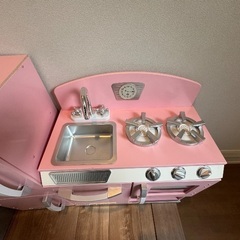 木製ピンクキッチンセット　直接引取or着払いの画像