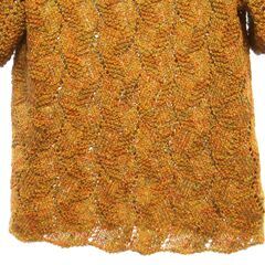 ハンドメイド カットソー　 手編み クールネック　Sサイズ　古着の画像