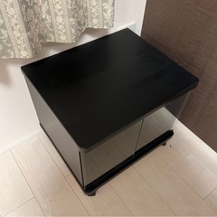 昭和レトロ テレビ台 ガラス窓収納 インテリア家具 ブラック 黒 アンティークの画像