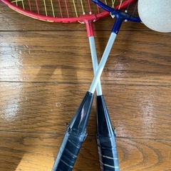 でっかいバトミントンのラケット2本&でっかいシャトル2個の画像