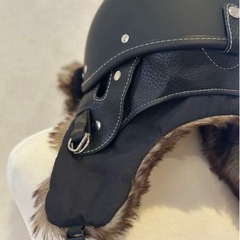 防寒　ボンバーキャップ　ツーリング　ヘルメット　 ショーティー チョッパー　カブ　SRの画像