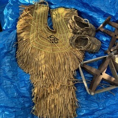 古民具まとめて　糸巻 げんべい草履 会津ヒロロ蓑 古道具骨董の画像