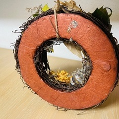 ニトリ　リース　秋冬　オレンジ系　ドライ　クリスマスの画像