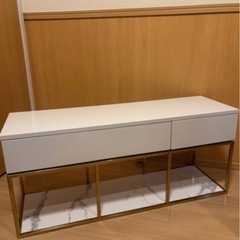 Francfranc フランフラン レーヌ TVボード テレビ台ゴールドフレーム 大理石柄 高級感の画像