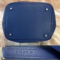 エルメスHERMESピコタンロックMM ハンドバッグD2019年製造ハンドバックトートバッグトートバックかばんカバン鞄ブルー青色シルバー金具レザー牛革本革カデナキー鍵フランス製レディース女性用womenユニセックス男女兼用参考価格578,600円の画像