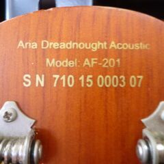 ★①Aria Dreadnought EST.1956 アリアドレッドノート アコースティックギター アコギ AF-201 弦楽器の画像