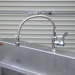 ≪zyt2563ジ≫ マルゼン ステンレス製 業務用1槽シンク 幅60cm 奥行63cm バックガード付 単水栓1口付属 現状品 中古厨房機器/宮城県仙台市 71029-07の画像