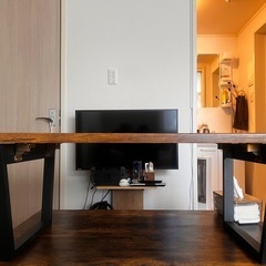 ローテーブル　折りたたみ　ウォールナット　台形脚の画像