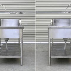 ≪zyt2564ジ≫ マルゼン ステンレス製 業務用舟型シンク BSF1-126 幅120cm 奥行60cm バックガード付 単水栓2口付属 現状品 中古厨房機器/宮城県仙台市 71029-08の画像