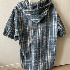 チェック柄半袖　#パーカーシャツ ブルー系 カジュアルの画像