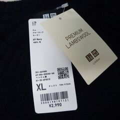 ( E-11 )UNIQLO ユニクロ ラムクルーネックセーター ネイビー 男女兼用 XLサイズ 351-469400 中古 未使用品の画像