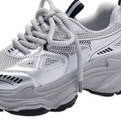 シルバーのスニーカー。あつぞこで厚底ですの画像