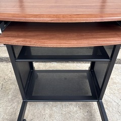 木目キャスター付PCデスク｜コンパクト・多目的ワゴンにも◎の画像