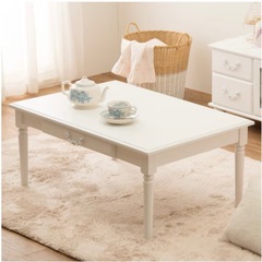 フレンチアンティーク調ホワイトシャビー センターテーブルの画像