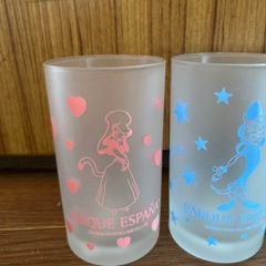 スペイン村のキャラクターのガラスコップ3個セットの画像