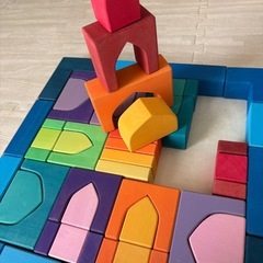 カラフル木製ブロックセット✨ ほぼ未使用／創造力アップに◎の画像