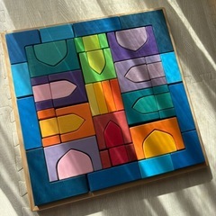 カラフル木製ブロックセット✨ ほぼ未使用／創造力アップに◎の画像