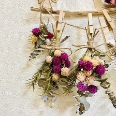 宮島の流木とドライフラワーの花束♪ ガーランド　装飾品　ハンドメイドの画像