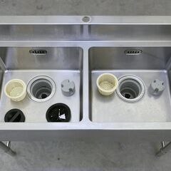 ≪zyt2566ジ≫ マルゼン ステンレス製 業務用2槽シンク BS2-126 幅120cm 奥行60cm バックガード付 現状品 中古厨房機器/宮城県仙台市 71102-01の画像