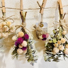 ドライフラワーの小さな花束♪ ガーランド　お部屋の壁に♪ ハンドメイドの画像