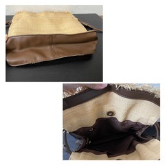 秋を感じる🍂ミニバック　編みバック　ラフィア巾着型バック　の画像