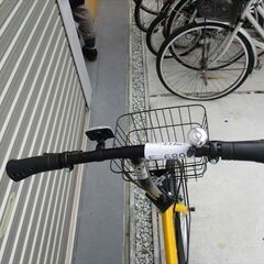 E689★19800円★　折りたたみ中古自転車【HUMMER　イエロー　20インチ　ノーパンクタイヤ 】の画像