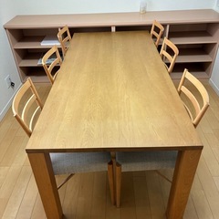 展示品 配送無料　ACTUS（アクタス）THICK ダイニングテーブル ＋ 日進木工（nissin）チェア6脚セットの画像