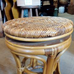 ラタン スツール 籐 イス 丸椅子 腰掛け レトロ　/UJ-1376 2Fの画像