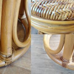 ラタン スツール 籐 イス 丸椅子 腰掛け レトロ　/UJ-1376 2Fの画像