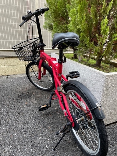 Jeep 折りたたみ自転車 赤色 前バスケット付き